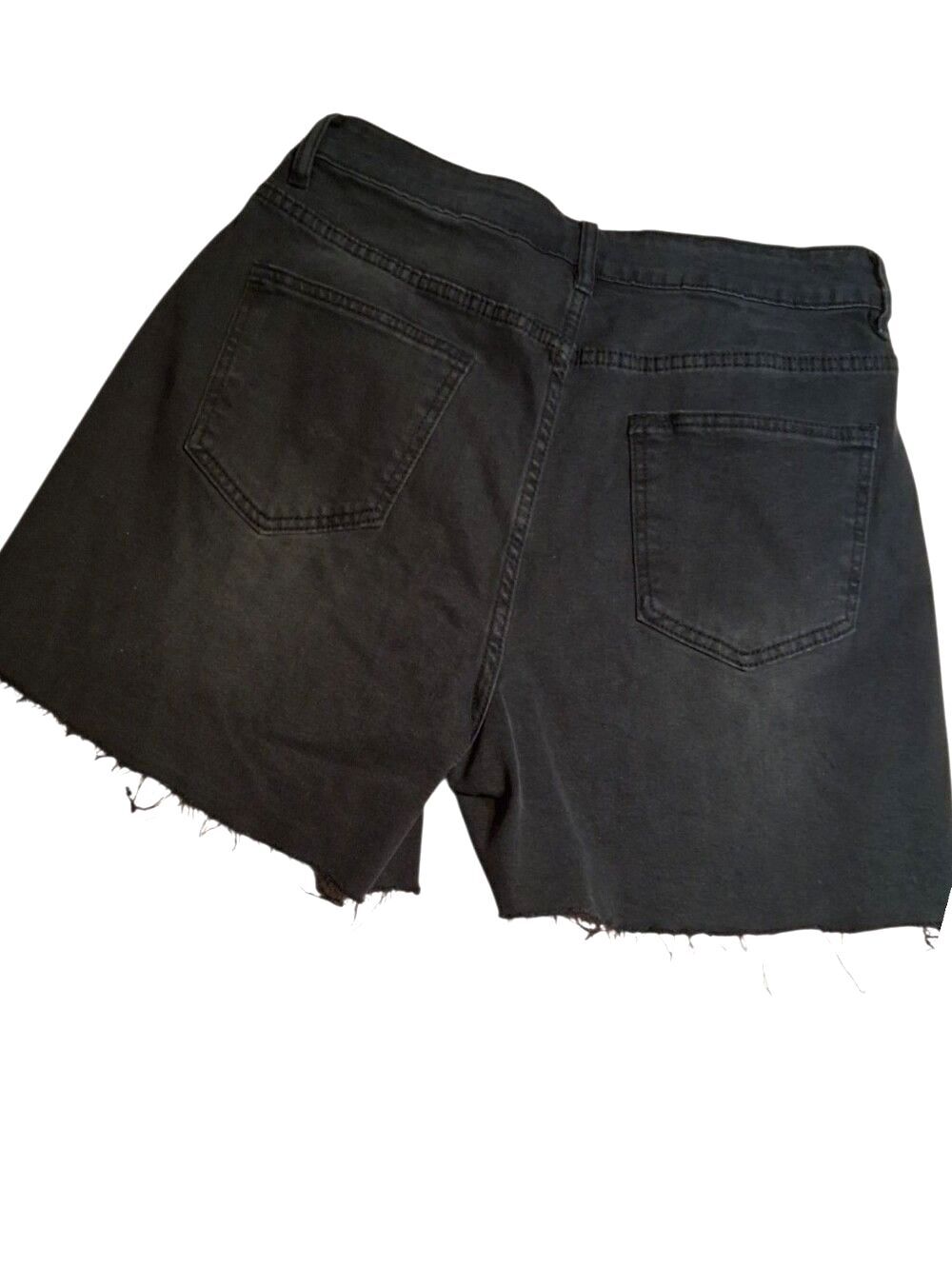 Auwuka Black Shorts Denim Raw Hem Shorts High Waisted Classic Casual Size 8 - Picture 4 of 10
